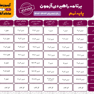 برنامه ی راهبردی آزمون های Quiz24rashtکلاس نهم